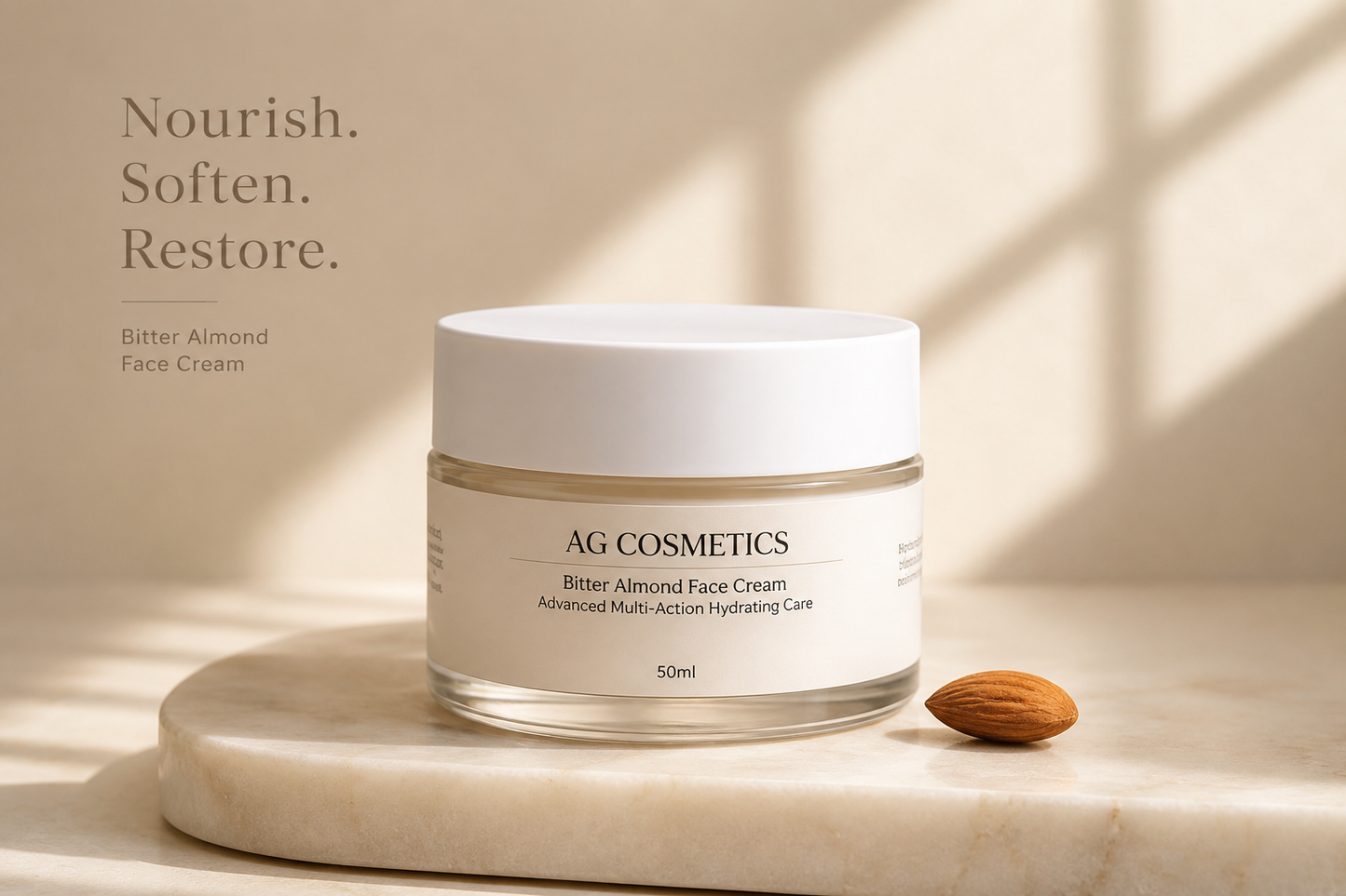 🎁 Bitter Almond Face Cream (50ml) - Κρέμα Προσώπου με Εκχύλισμα Πικραμύγδαλου (κωδ. 103) (100% off)